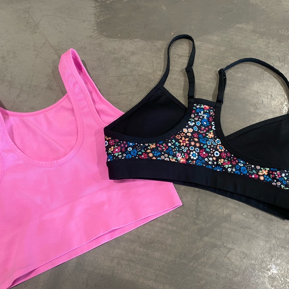 Two sports bras- NWOT( never worn)1 floral print by JOY LAB 🖤1 pink by COLSIE💗 - Picture 2 of 13